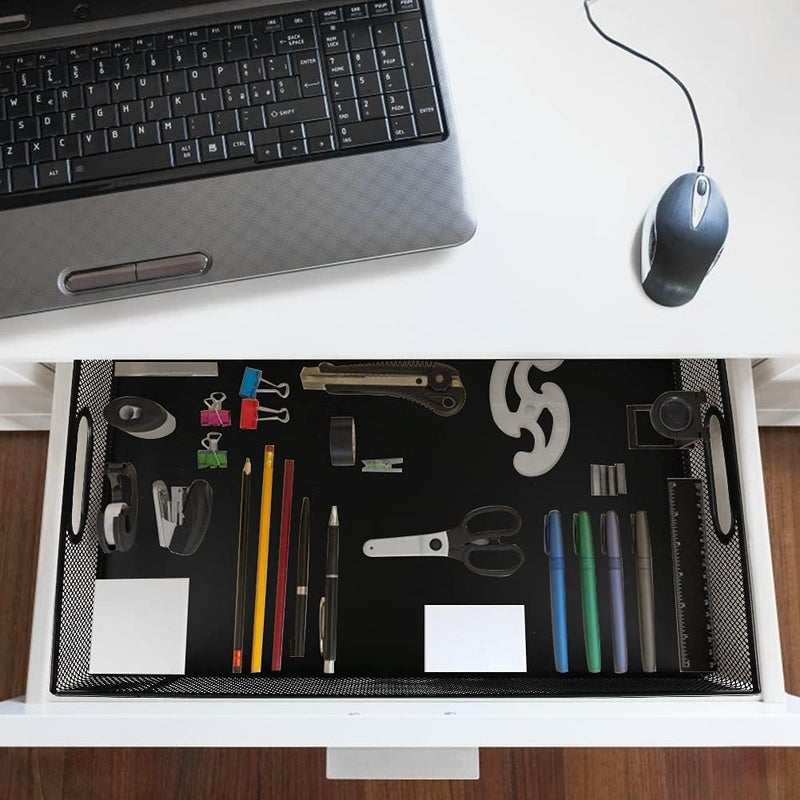 EsOfficce 2Pcs Desk Drawer Organizer, Stable Metal Mesh Desk Storage Tray, Versatile Storage Box Set for Office Home Supplies,13 x 9 inches - Image 3